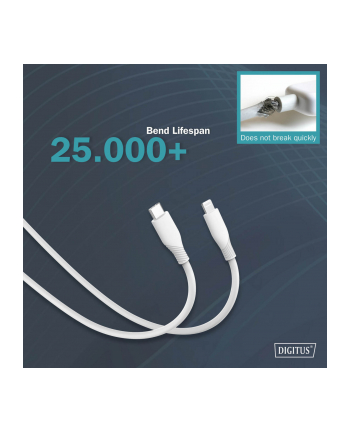 DIGITUS USB Silicone charging cable USB-C - Lightning 1m USB 2.0 60W Kolor: BIAŁY nr 2