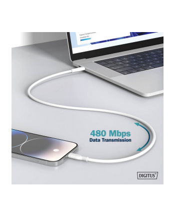 DIGITUS USB Silicone charging cable USB-C - Lightning 1m USB 2.0 60W Kolor: BIAŁY nr 1