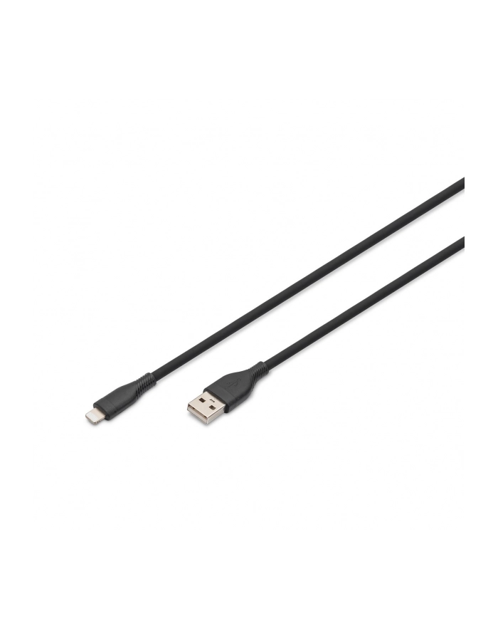 DIGITUS USB Silicone charging cable USB-A - Lightning 0.5m USB 2.0 12W Kolor: CZARNY główny