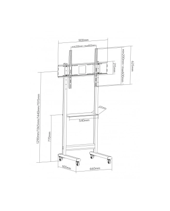 techly Stojak mobilny 50-90 cali 70kg z półką AV nr 2