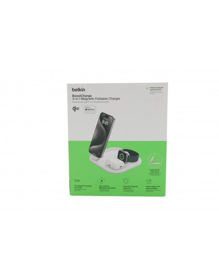 belkin Magnetyczna podstawka ładująca BOOSTCHARGE 3w1 Qi2 15W biała składana główny