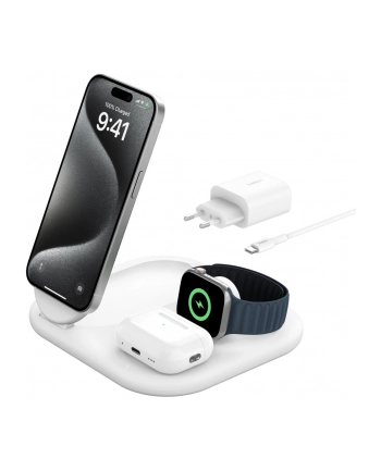 belkin Magnetyczna podstawka ładująca BOOSTCHARGE 3w1 Qi2 15W biała składana nr 2