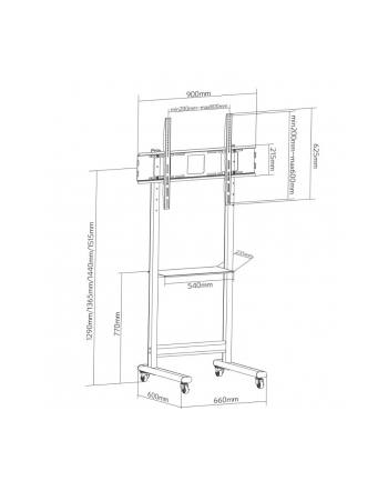 techly Stojak mobilny 50-90 cali 70kg z półką AV