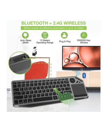 techly Klawiatura bezprzewodowa BT/RF 2.4GHz touchpad LED