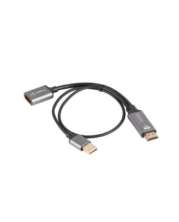 Kabel adapter Lanberg HDMI (M) -> Displayport (F) 4K na kablu 20cm srebrny nr 1