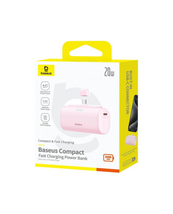 Baseus Compact 5000mAh 20W USB-C różowy