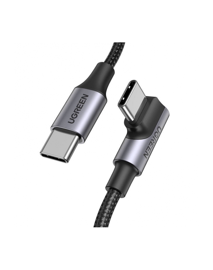 Ugreen USB-C do USB-C, kątowy US334 5A, PD 100W, 1m czarny główny