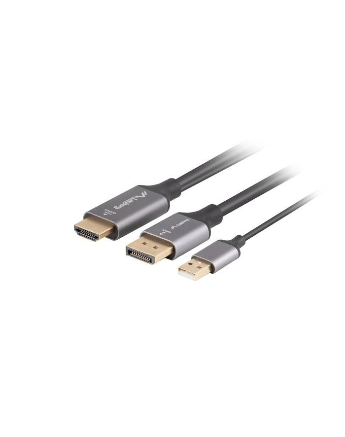 Kabel adapter Lanberg HDMI (M) -> Displayport (M) 1M 4K czarny główny