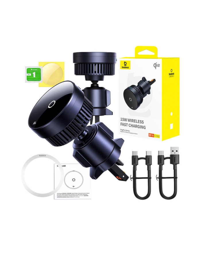 Baseus MagPro 15W Qi2.0 czarny ładowarka samochodowa indukcyjna główny