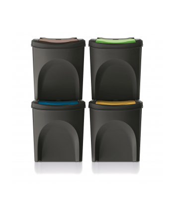 prosperplast KED-EN KOSZ NA ŚMIECI SORTIBOX 25L SET 4 - CZARNY RECYKLING SZEROKI