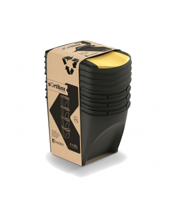 prosperplast KED-EN KOSZ NA ŚMIECI SORTIBOX 25L SET 4 - CZARNY RECYKLING SZEROKI
