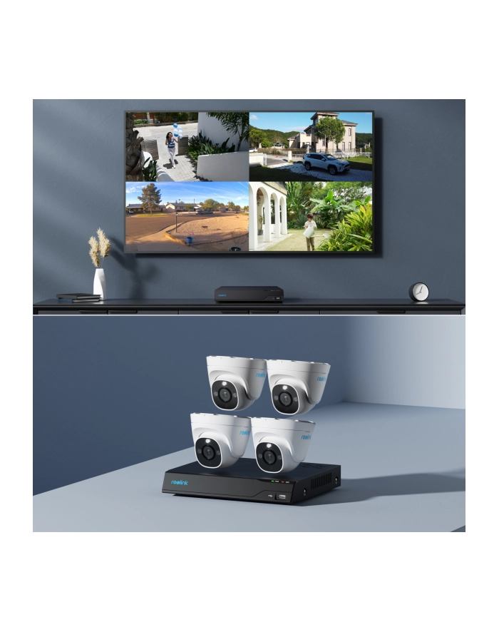 Reolink Nvs8-8Md4 Lan Ip-Zestaw Monitorujący 8-Kanałowy Z 4 Kamerami główny