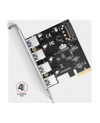axagon PC(wersja europejska)-430RS Kontroler PCIe 4x port USB 3.2 GEN 1, UASP, chipset  Renesas, 15-pin SATA zasilacz nr 1