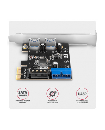 axagon PC(wersja europejska)-232RS Kontroler PCIe 2+2x port USB 3.2 GEN 1, UASP, SP ' LP 15-pin SATA zasilacz