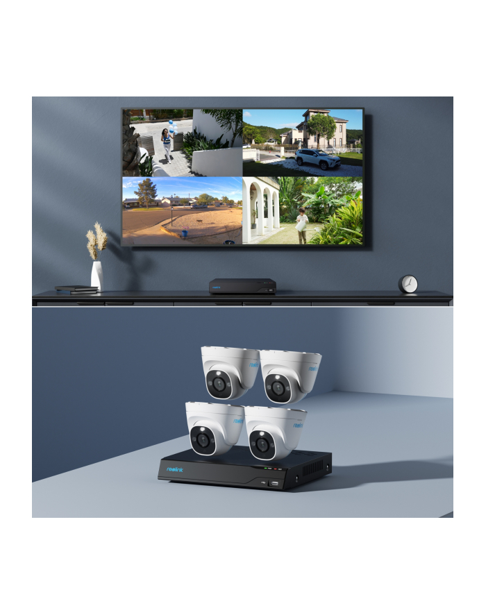 Reolink Nvs8-8Md4 Lan Ip-Zestaw Monitorujący 8-Kanałowy Z 4 Kamerami główny
