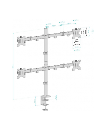 Connect It QuadroArm Basic czarny / Uchwyt biurkowy na 4 monitory / 13 (CMF3405BK)