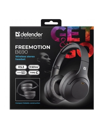 defender Słuchawki bezprzewodowe nauszne FREEMOTION B690 Czarne nr 2