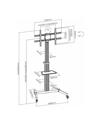 art Mobilny stojak + uchwyt do TV 37-86 cali 50kg S-11AL VESA600x400