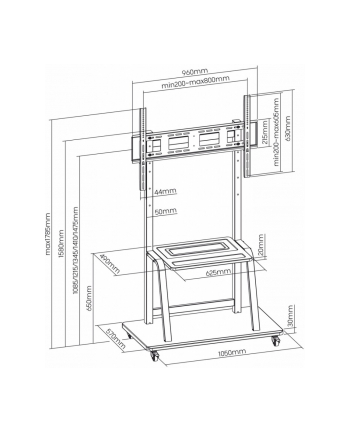 art Mobilny stojak + uchwyt do TV 37-100 cali 150KG S-13  VESA 800x600 HEAVY DUTY