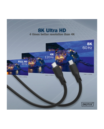 digitus Kabel połączeniowy silikonowy USB-C - USB-C, USB 4 Gen2 20G 8K 240W, 2m Czarny
