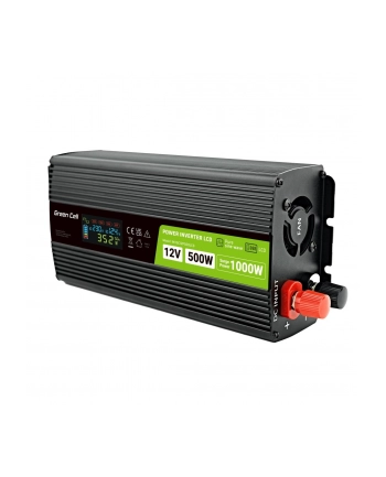 Przetwornica napięcia Green Cell PowerInverter LCD 12V 500W/1000W z wyświetlaczem - czysty sinus