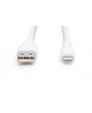 digitus Kabel zasilający silikonowy USB-A - Lightning, USB 2.0 12W, certyfikat MFI, 0,5m Biały
