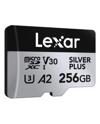Lexar 256GB microSDXC Professional SILVER Plus UHS-I A2 V30 U3 4K microSDXC | 256GB | UHS-I | U3 | A2 | V30 | 4K | Odczyt do 205 MB/s | Zapis do 150MB/s | Adapter SD nr 1