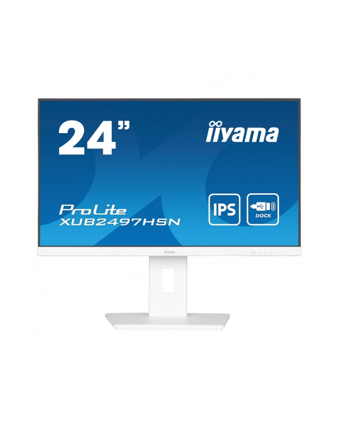 IIYAMA XUB2497HSN-W2 24inch IPS FHD 300cd/m2 1ms HDMI DP DP OUT 3xUSB 3.2 USB C 7.5W LAN Speakers 15cm Height Adj. Stand White (P) główny