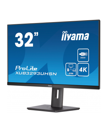 IIYAMA XUB3293UHSN-B5 32inch ETE IPS 3840x2160 UHD 1000:1 350cd/m2 4ms HDMI DP USB-C Dock LAN 65W PD Speakers 15cm Height Adj. (P)