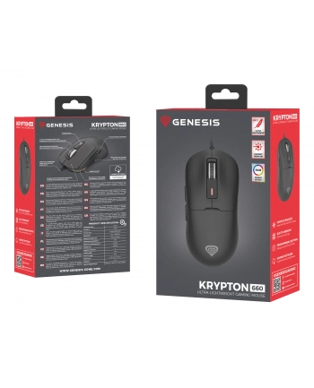 MYSZ DLA GRACZY GENESIS KRYPTON 660 12000DPI RGB CZARNA GAMINGOWA PROGRAMOWALNA nr 1