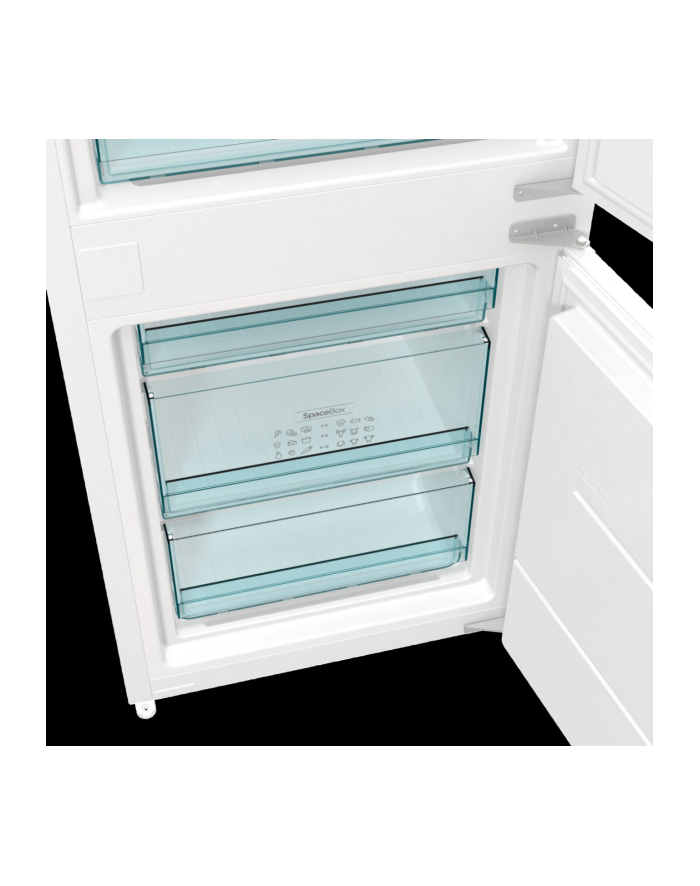Lodówka Gorenje | NRKI418EE1 | Klasa efektywności energetycznej E | Wbudowany | Kombi | Wysokość 177,2 cm | System No Frost | Pojemność lodówki netto: 180 L | Pojemność netto zamrażarki 68 L | Wyświetlacz | 39 dB | Biały główny