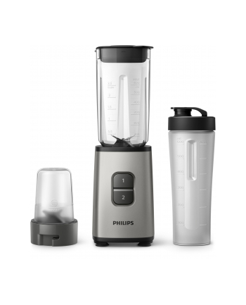 Mini blender Philips | Codzienna kolekcja HR2604/80 | Blat stołu | 350 W | Materiał słoika Plastik / Szkło | Pojemność słoika 0,6+0,6 L | Kruszenie lodu | Perłowy metal