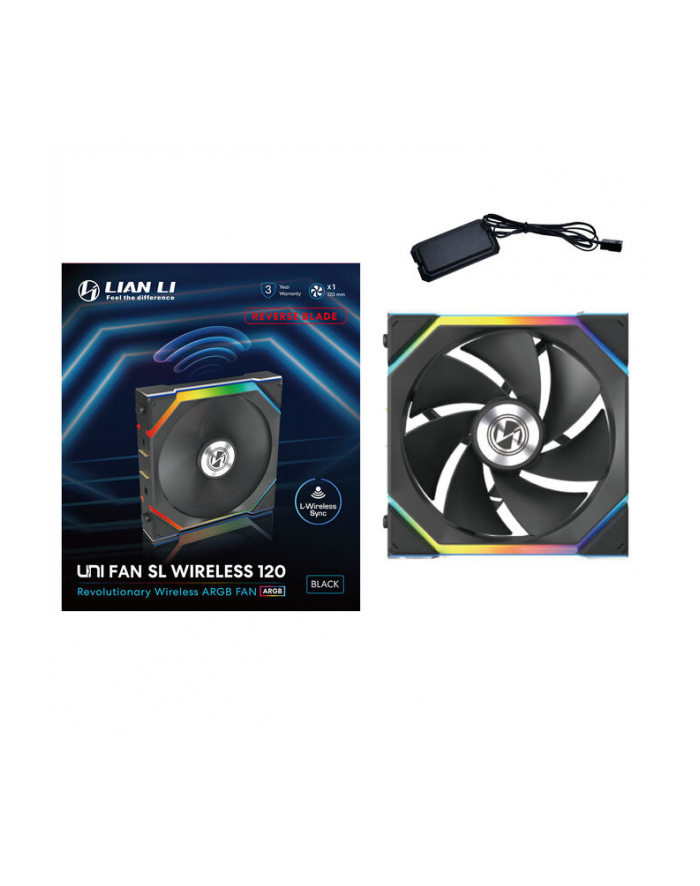 Lian Li UNI FAN SL Bezprzewodowy wentylator ARGB PWM - odwrócone ostrze, 120 mm, główny