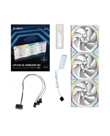 Lian Li UNI FAN SL Bezprzewodowy wentylator ARGB PWM, 3-pak z kontrolerem - 120 mm, biały nr 1