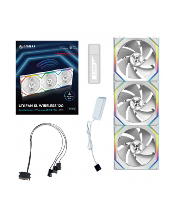 Lian Li UNI FAN SL Bezprzewodowy wentylator ARGB PWM, 3-pak z kontrolerem - odwczerwonyne ostrze, 120 mm, biały nr 2