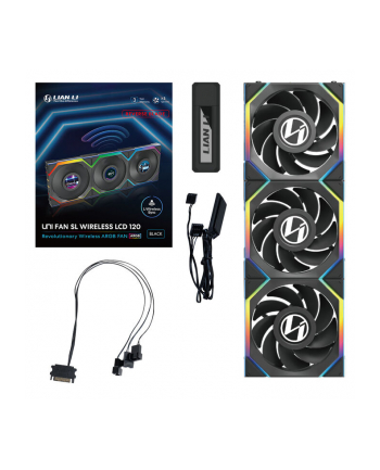 Lian Li UNI FAN SL Bezprzewodowy wentylator LCD, ARGB, PWM, 3-pak z kontrolerem - Reverse Blade, 120 mm, nr 1