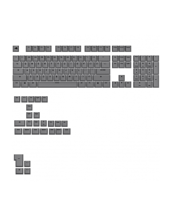Glorious GPBT Basics, układ ANSI (USA), PBT, Dye-Sub - Armor Grey główny
