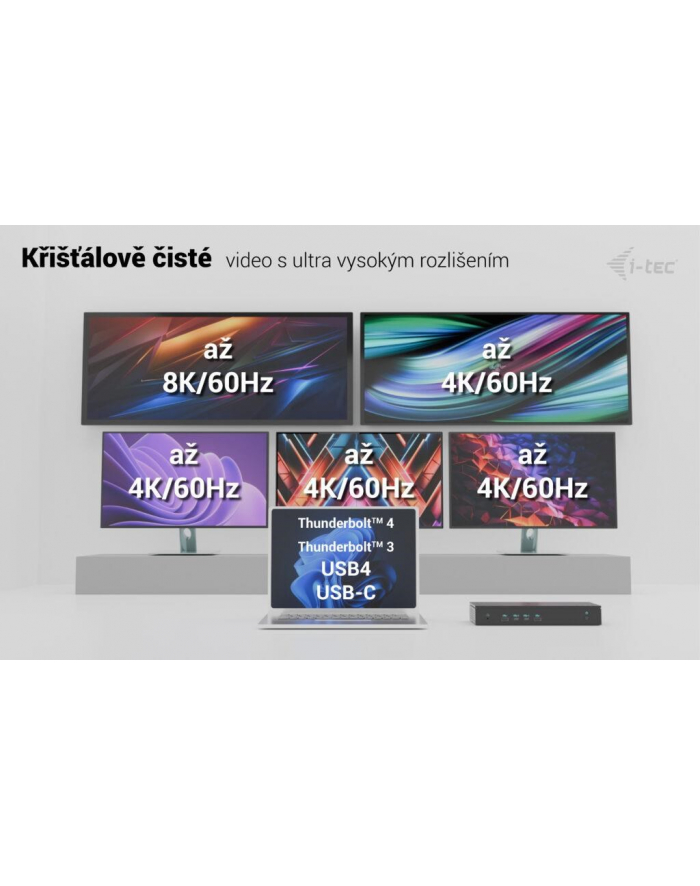 I-TEC Universal 5x 4K Display DS 5x 4K 2x DP 3x HDMI 1x 2.5GLAN 2x USB-C Gen.2 3x USB 3.2 Gen.2 1x Audio/Mic Jack PD 100W KL główny