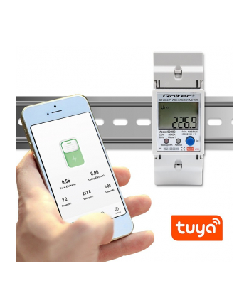 qoltec Jednofazowy elektroniczny licznik | miernik zużycia energii na szynę DIN | 230V | LCD | Wi-Fi