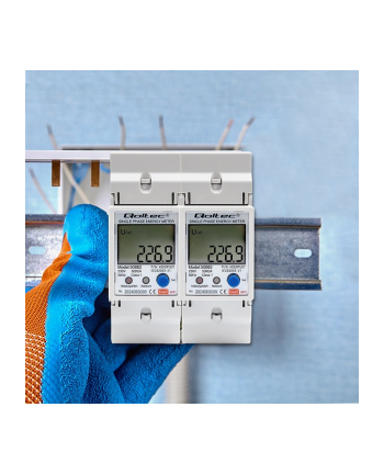 qoltec Jednofazowy elektroniczny licznik | miernik zużycia energii na szynę DIN | 230V | LCD | Wi-Fi