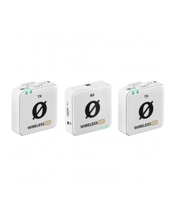 ROD-E Wireless ME Dual White  - Kompaktowy bezprzewodowy system mikrofonowy z dwoma nadajnikami do nagrywania dwukanałowego (biały)