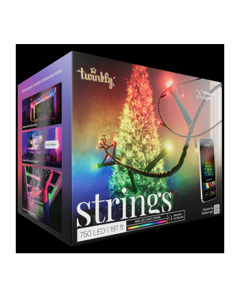 Lampki choinkowe Twinkly Strings 750 RGB LED, czarny przewód, 60 m, IP44