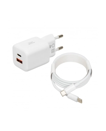 Ładowarka sieciowa iBOX C-42 USB A+C 33W kabel USB-C do USB-C biała nr 1