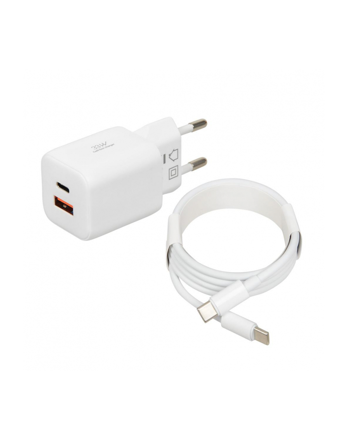 Ładowarka sieciowa iBOX C-42 USB A+C 33W kabel USB-C do USB-C biała główny