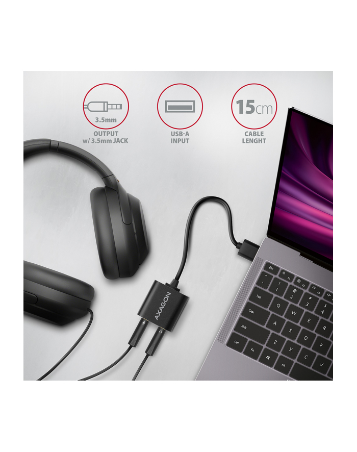 ADA-12 Zewnętrzna karta dzwiękowa USB 2.0 48kHz/16-bit stereo, metal, kabel USB-A 15 cm główny