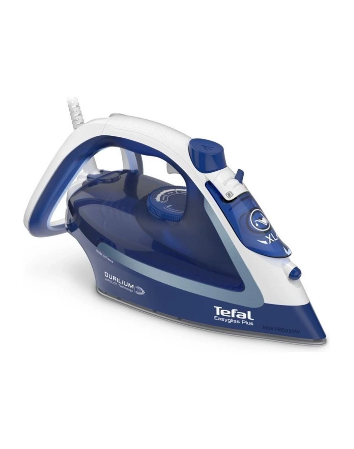 Tefal Easygliss Plus  FV5735 biało-niebieski Moc [W]: 2500 | Rodzaj stopy: Durilium AirGlide | Wytwarzanie pary [g/min]: 45 | Uderzenie pary [g/min]: 220 główny