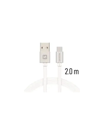 Swissten Kabel USB - USB Typ - C 2m Srebrny (71521303)