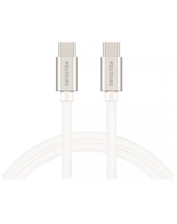 Swissten tekstylny USB-C / USB-C 2.0m Srebrny główny