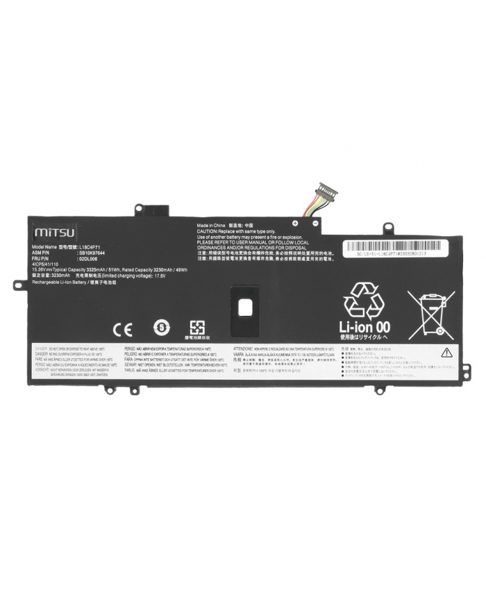 mitsu Bateria do Lenovo ThinkPad X1 Yoga 4 5 Carbon 7 8 3325 mAh (51 Wh) 15.36V główny