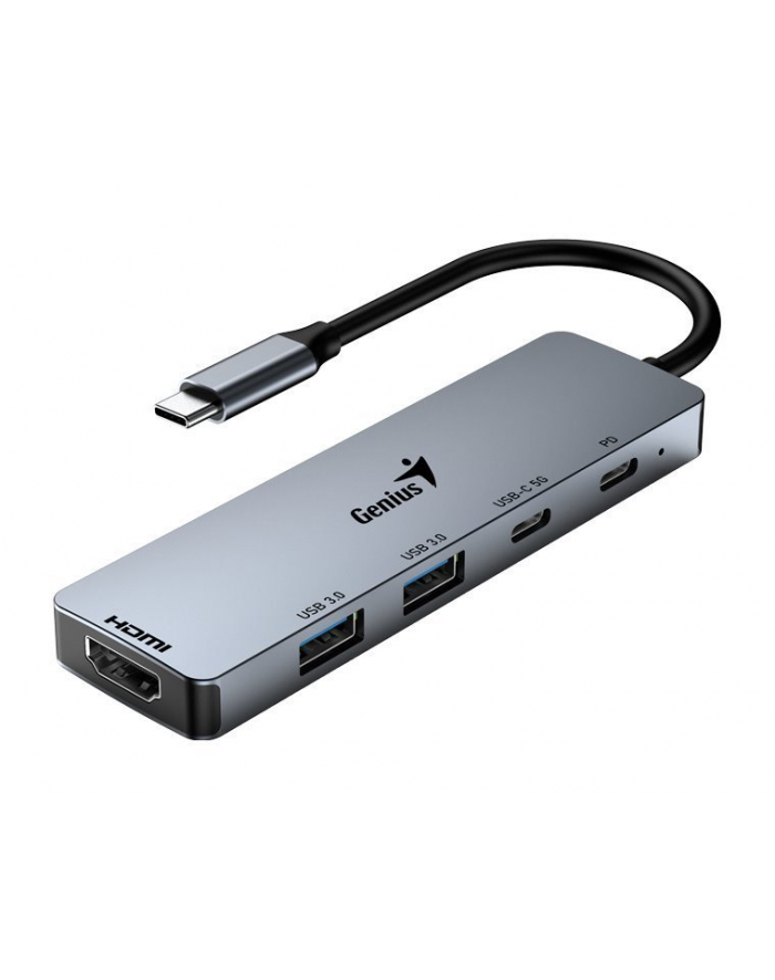 Genius USB (3.0) hub 5-port, UH-500, szary, Genius, 2x USB 3.0,1x HDMI,2x USB-C,Power Delivery 100W (31240003400) główny